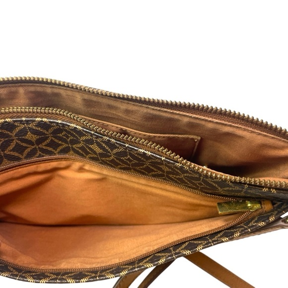 Fossil Geometric Circle Pattern Brown Crossbody Purse Vintage Essential Wallet - Picture 12 of 12